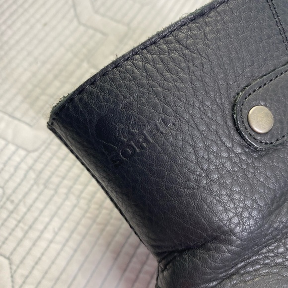 Sorel Joan of Arctic Mid Lace Up Wedge Black Leather Shearling Sz 8 - Picture 9 of 11